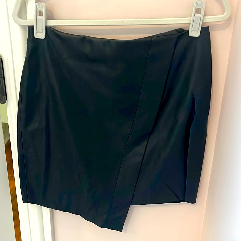 Zara black asymmetrical leather skirt